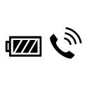 Ikona akumulatora i ikona telefonu z trzema zakrzywionymi liniami powyżej
